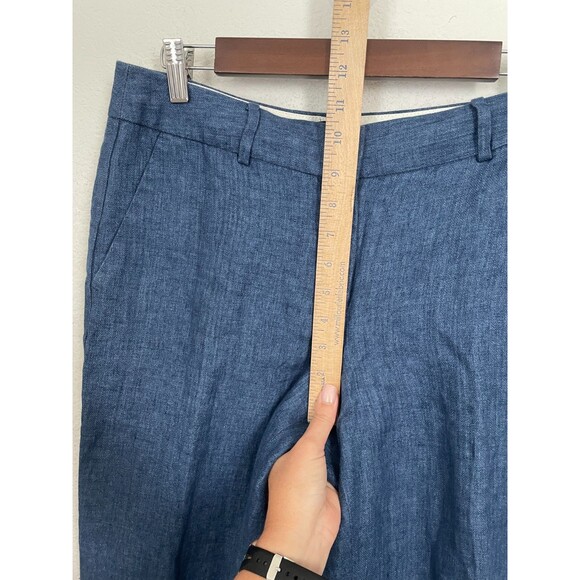 Talbots Womens Heritage Italian Linen Pants Size 6 Blue Straight Leg Mid Rise - Picture 3 of 8